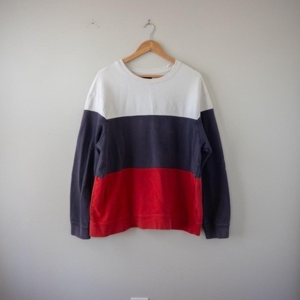 Vintage Y2K American Eagle Preppy Fratboy Colorblock Crewneck Sweatshirt Size XL